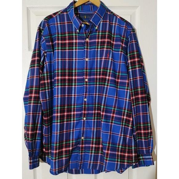 Men's Ralph Lauren Classic Fit Performance Flannel Long Sleeve Plaid Shirt - XL - Picture 1 of 4